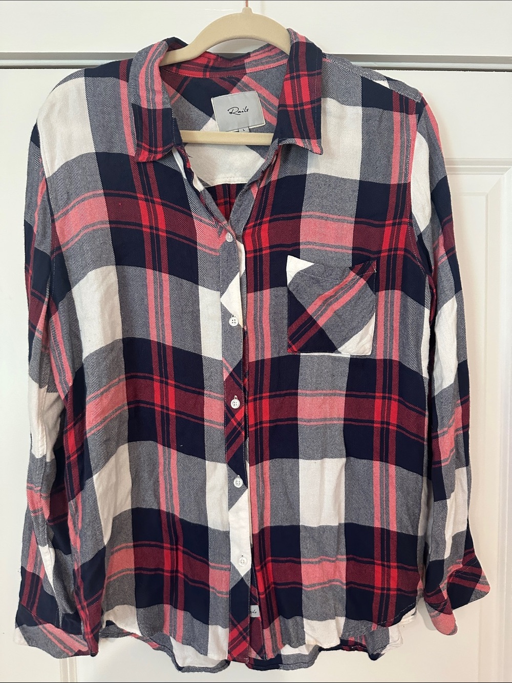 Rails women’s Navy Red and White Plaid Button-Down Shirt